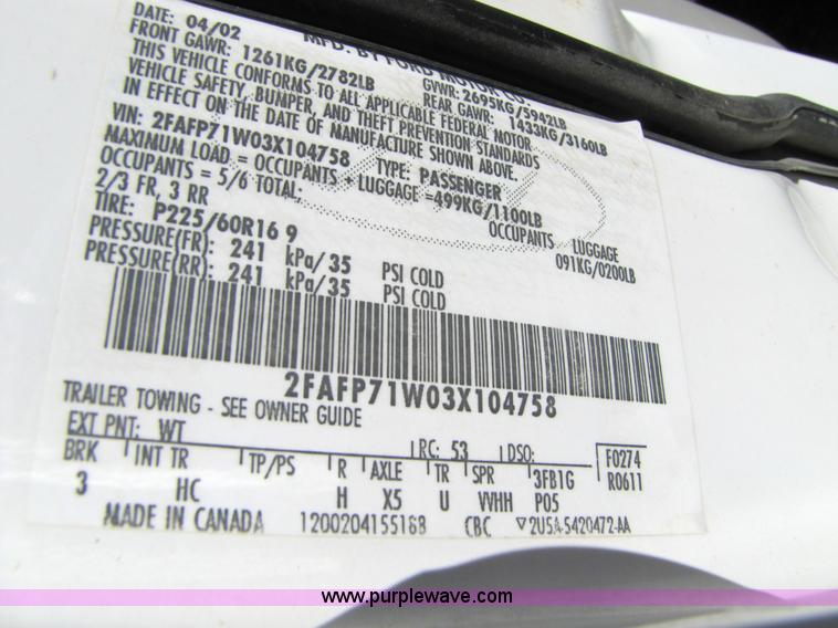 image for item 5129 2003 Ford Crown Victoria police intercepter