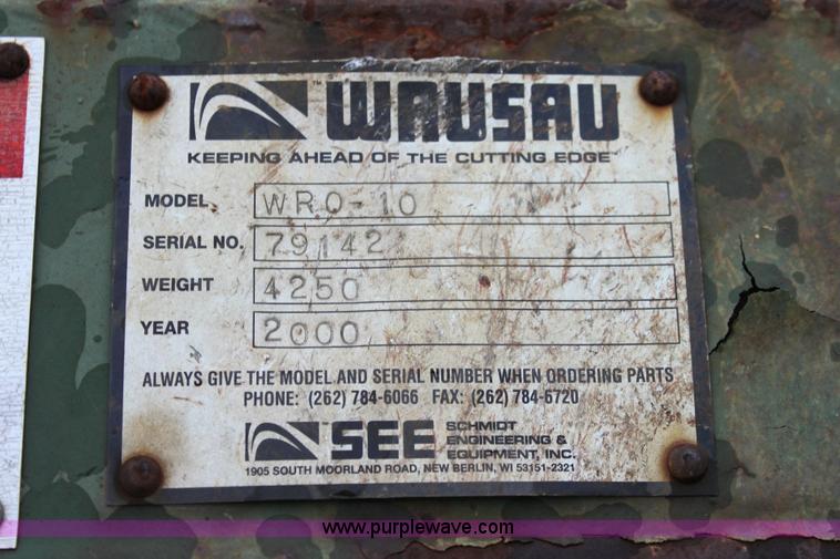 image for item 6289 2000 Wausau WR0-10 13' rollover snow plow