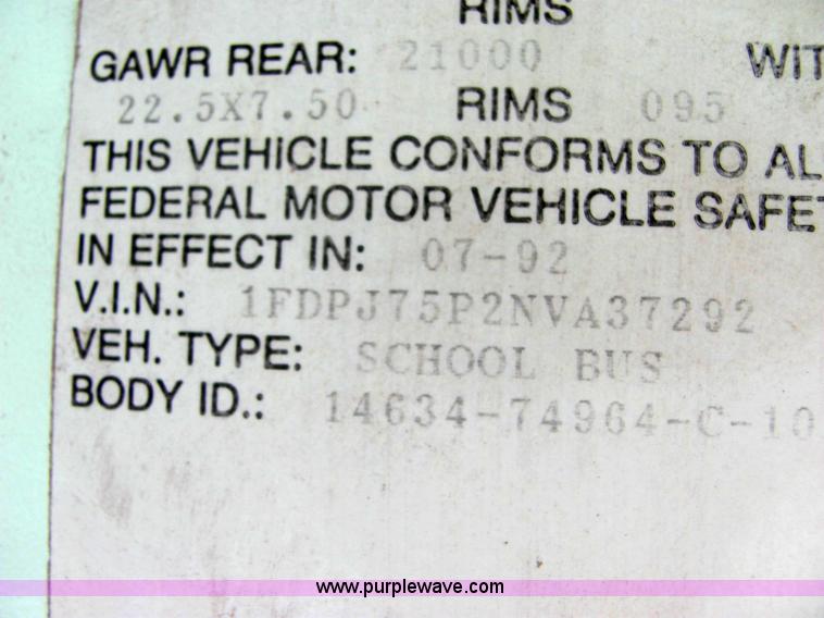 image for item 6374 1992 Ford B700 Thomas Built school bus