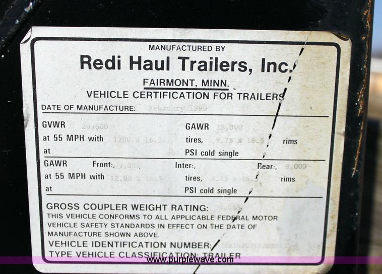 image for item 6389 1990 Redi Haul 16' tandem axle dump trailer