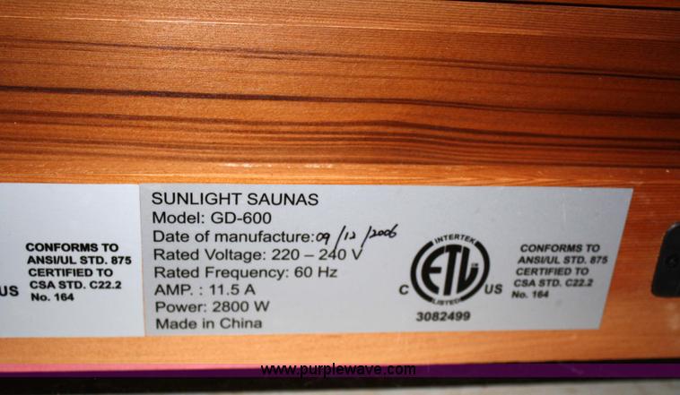image for item 4834 Armana Sunlight GD600 sauna