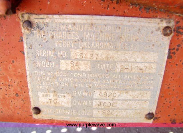 image for item 8295 1977 single axle ditch witch trailer