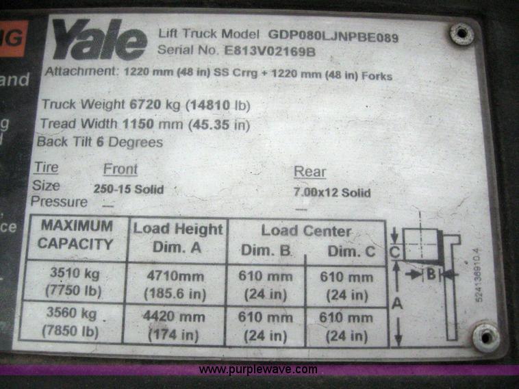 image for item 3064 2004 Yale GDP080LJNPBE089 forklift