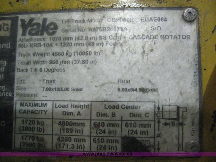 image for item 3068 2003 Yale GDP050RGEUAE089 forklift
