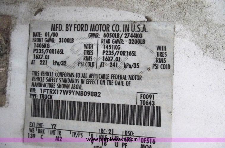 image for item 5422 2000 Ford F150 extended cab pickup truck