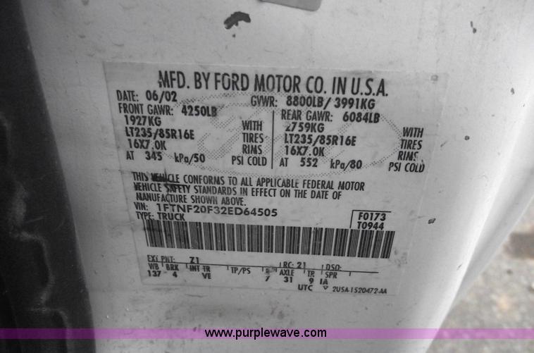 image for item 5424 2002 Ford F250 XL Super Duty pickup truck