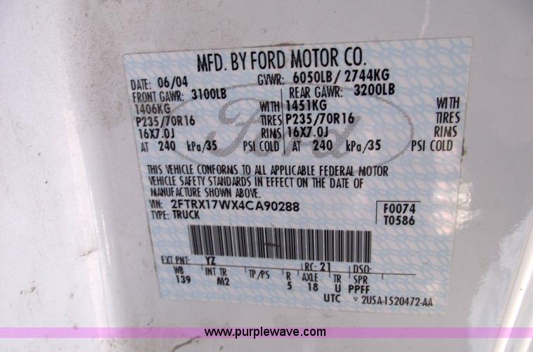 image for item 5431 2004 Ford F150 XLT extended cab pickup truck