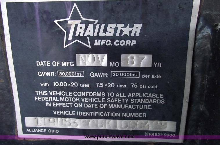image for item 5537 1987 Trailstar 36' high-cube dump end trailer