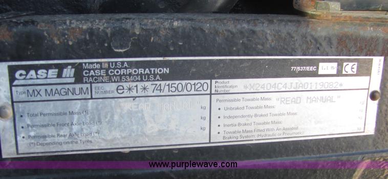 image for item 6761 2002 Case IH MX240 MFWD tractor