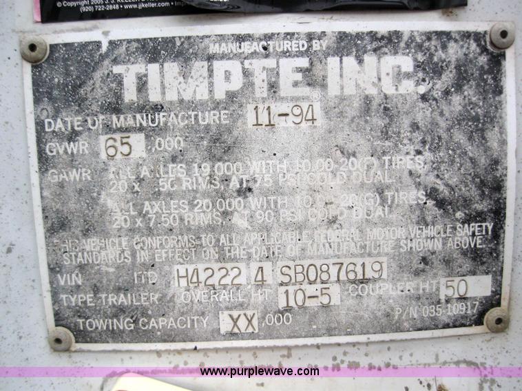 image for item 7044 1995 Timpte 42' super hopper grain trailer