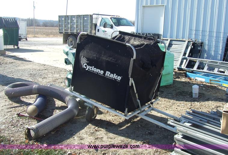 image for item 2361 Cyclone pull-behind leaf rake vacuum for riding mower