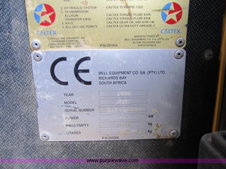 image for item 3176 1999 Bell B25C 6x6 articulating dump truck