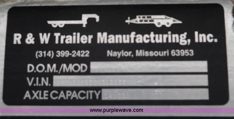 image for item 7770 1997 R&W gooseneck flatbed trailer