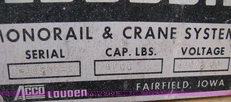 image for item 8089 Louden Super Track two-ton monorail crane