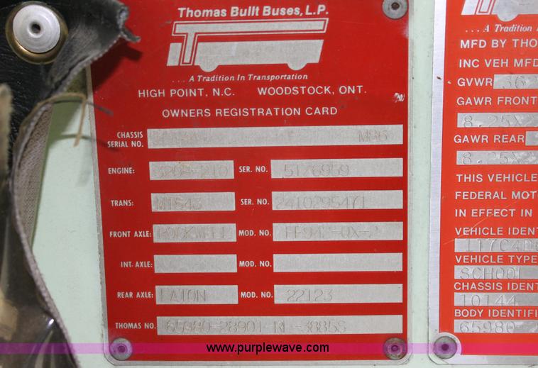 image for item 6534 1986 Thomas Built 3885 school bus