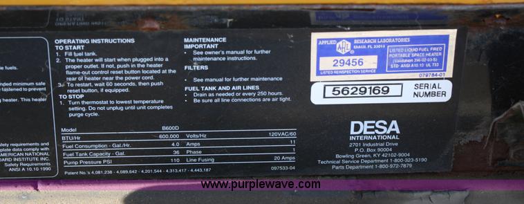 image for item 4968 Master B600D heater