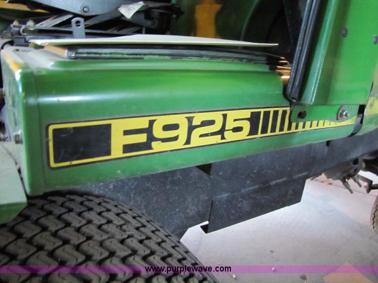 image for item 5235 1994 John Deere F925 front mount mower with broom