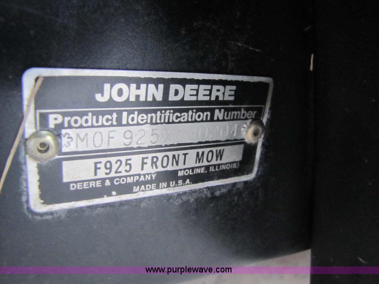 image for item 5235 1994 John Deere F925 front mount mower with broom