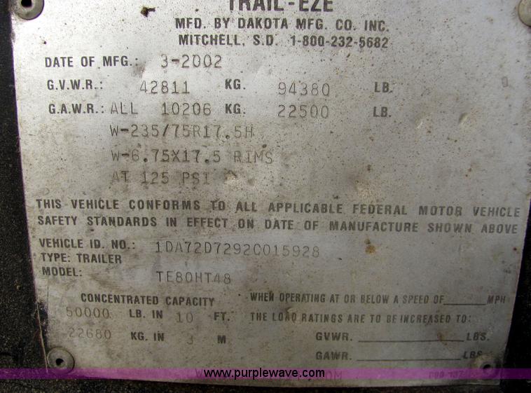 image for item 6760 2002 Trail-Eze TE80HT48 semi trailer