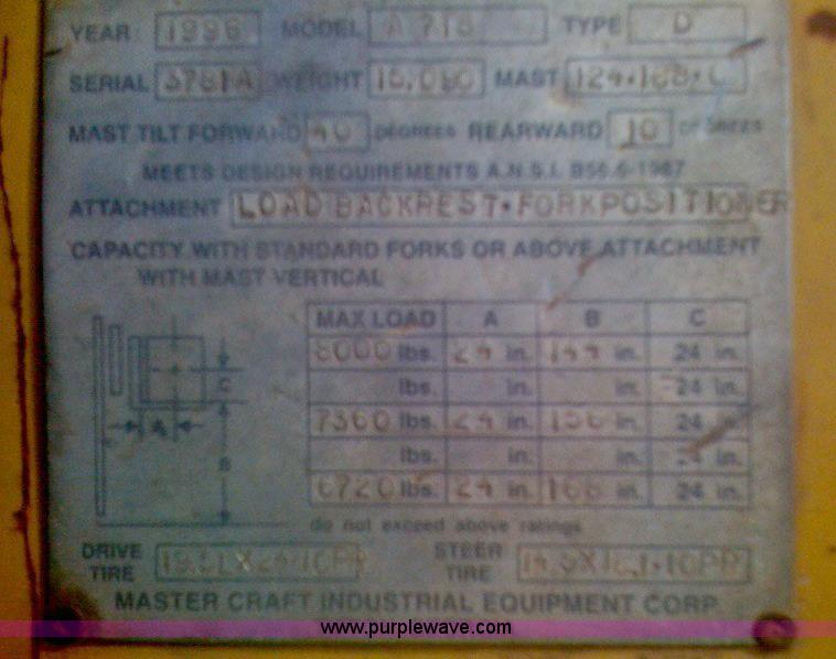 image for item 1995 1996 American Eagle A718 forklift