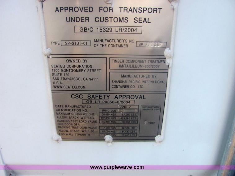 image for item 6824 2007 steel storage container