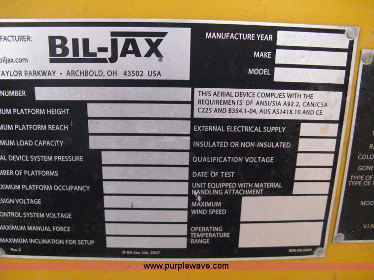 image for item 8080 2008 Bil-jax 3522A aerial lift