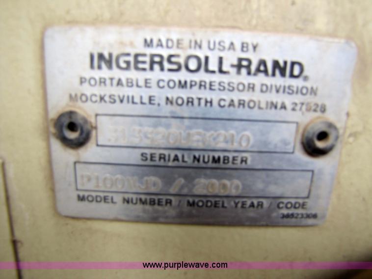 image for item 9007 2000 Ingersoll Rand P100WJD portable air compressor