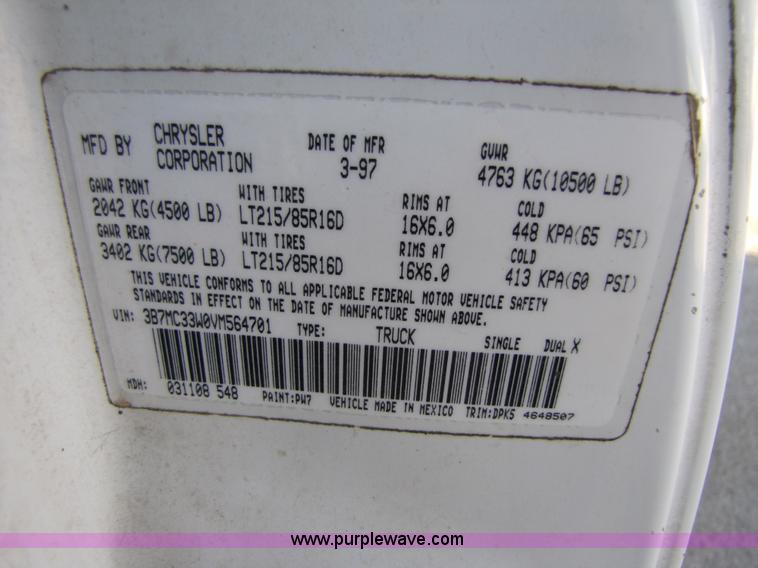 image for item 1023 1997 Dodge Ram 3500 extended cab pickup truck