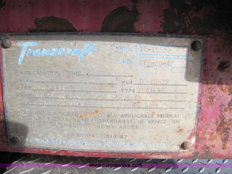 image for item 3570 1980 Transcraft DTX-20-42 52' drop deck trailer