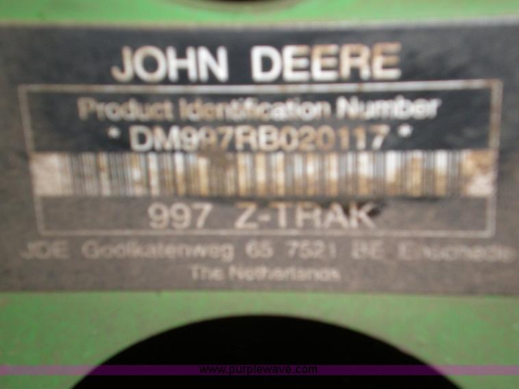 image for item 1202 2007 John Deere 997 Z Trac mower