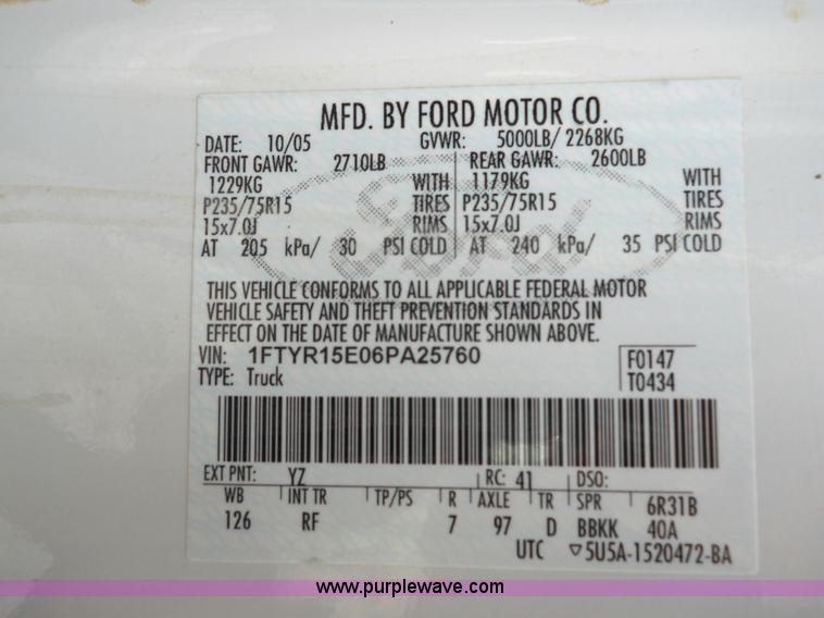 image for item 7809 2006 Ford Ranger supercab pickup truck