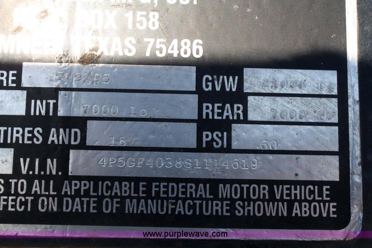 image for item 5014 1995 PJ goose neck flatbed trailer