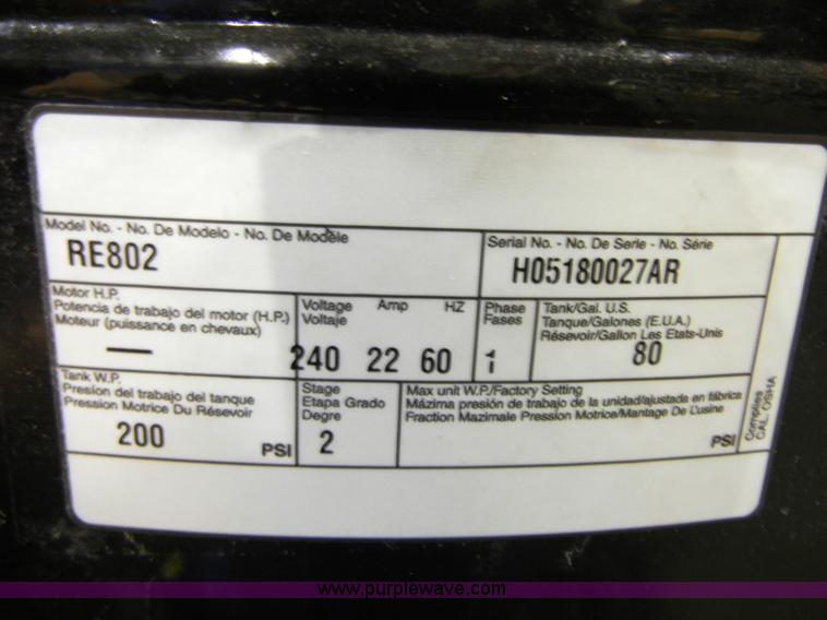 image for item 2369 80 gallon air compressor