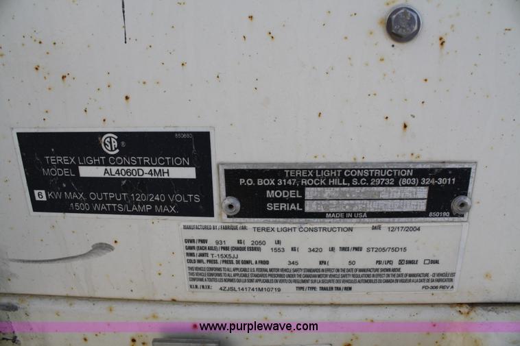 image for item 4998 2005 Terex Amida AL4000 light tower