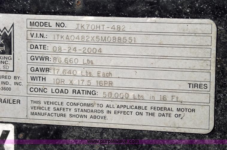 image for item 5385 2005 Trail King TK70HT-482 48' trailer