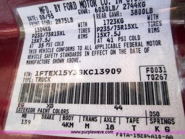 image for item 3311 1995 Ford F150 Eddie Bauer extended cab pickup truck