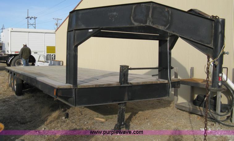 image for item 8147 2007 Shop built triple axle goose neck flatbed trailer