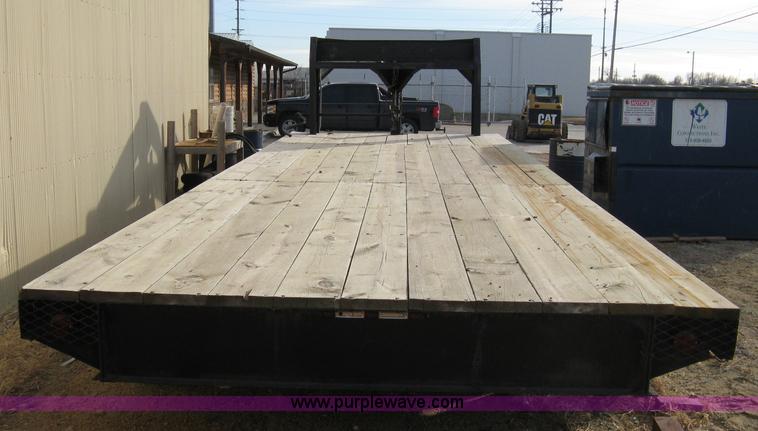 image for item 8147 2007 Shop built triple axle goose neck flatbed trailer