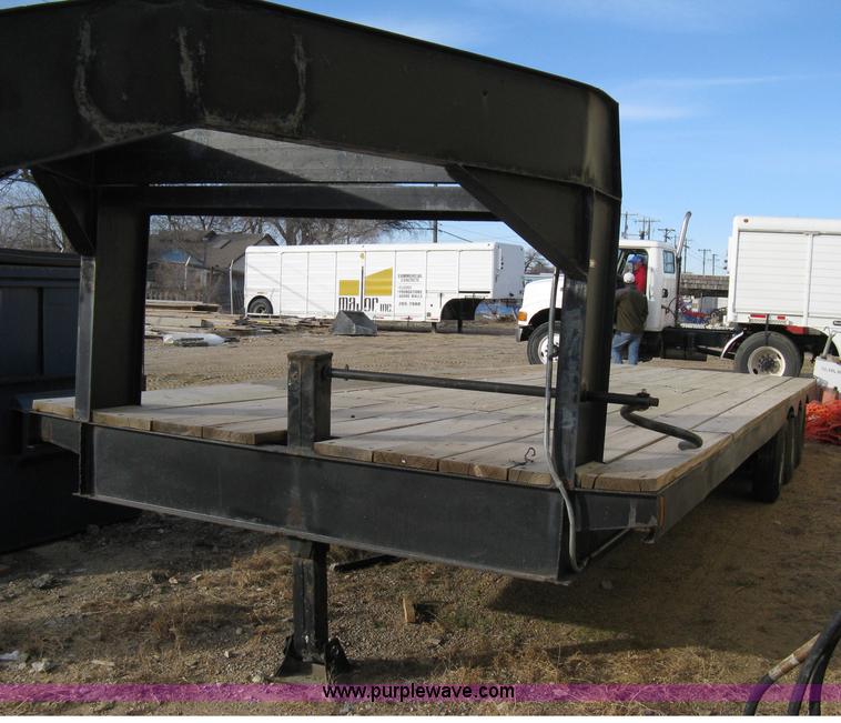 image for item 8147 2007 Shop built triple axle goose neck flatbed trailer