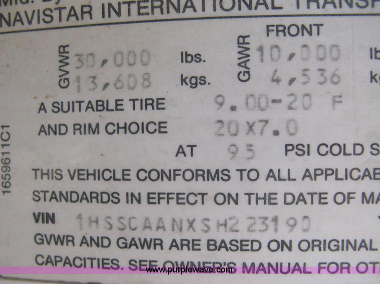 image for item 8149 1995 International 4700 single axle semi truck