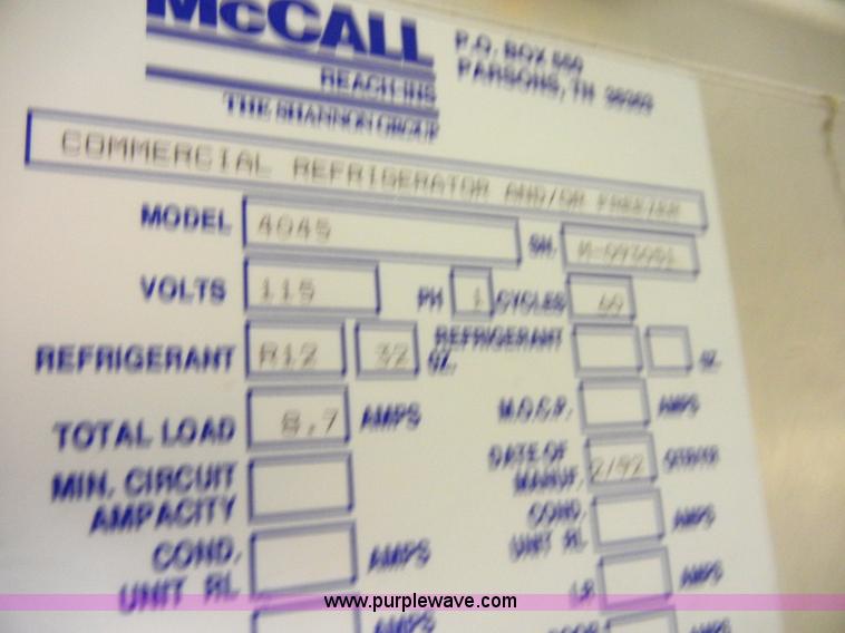 image for item 2239 1992 McCall reach-in cooler