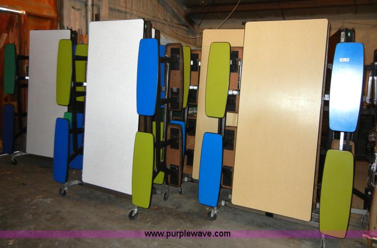 image for item 2374 (8) 12' fold-up picnic lunchroom tables