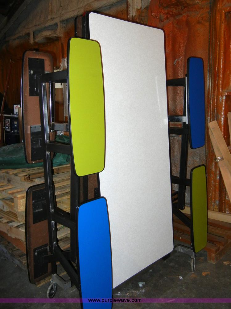image for item 2374 (8) 12' fold-up picnic lunchroom tables
