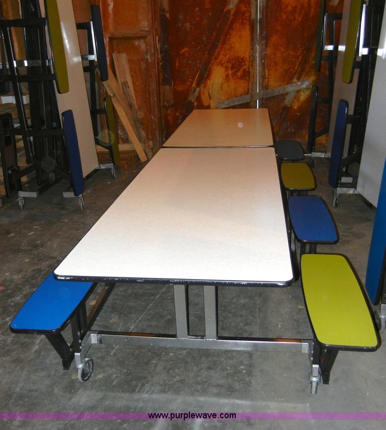 image for item 2374 (8) 12' fold-up picnic lunchroom tables