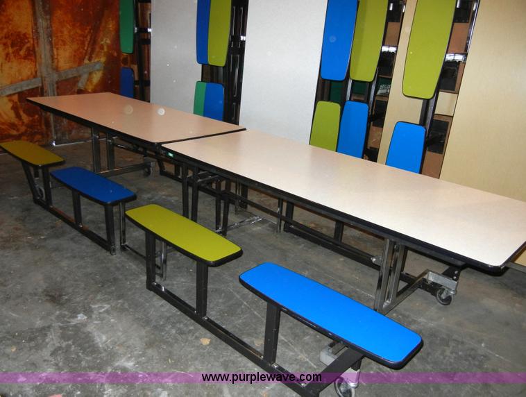 image for item 2374 (8) 12' fold-up picnic lunchroom tables