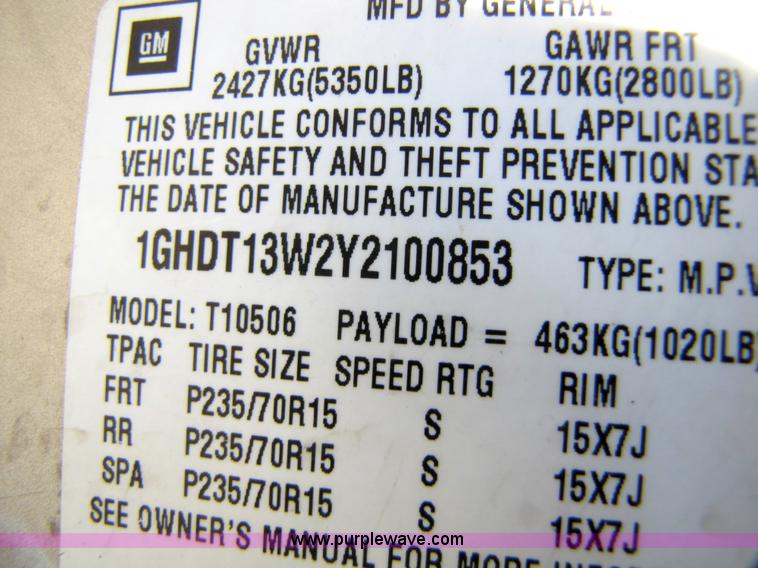 image for item 5180 2000 Oldsmobile Bravada SmartTrak SUV