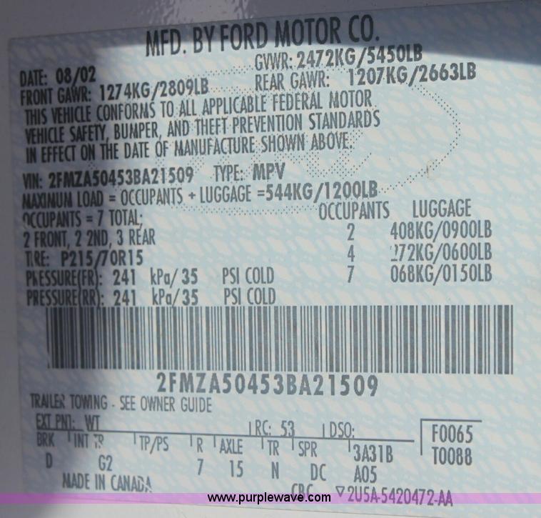 image for item 6485 2003 Ford Windstar van