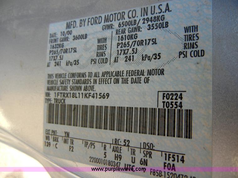 image for item 2134 2001 Ford F150 XLT pickup truck