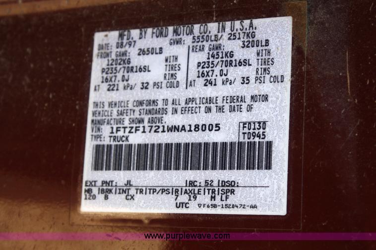 image for item 4927 1998 Ford F150 XL pickup truck