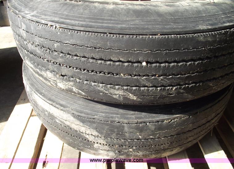 image for item 5435 (6) 11R22.5 radial tires on Bud wheels
